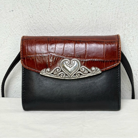 Brighton Handbags - BRIGHTON Vintage ‘96 Crocodile Embossed Leather Wallet Crossbody Removable Strap